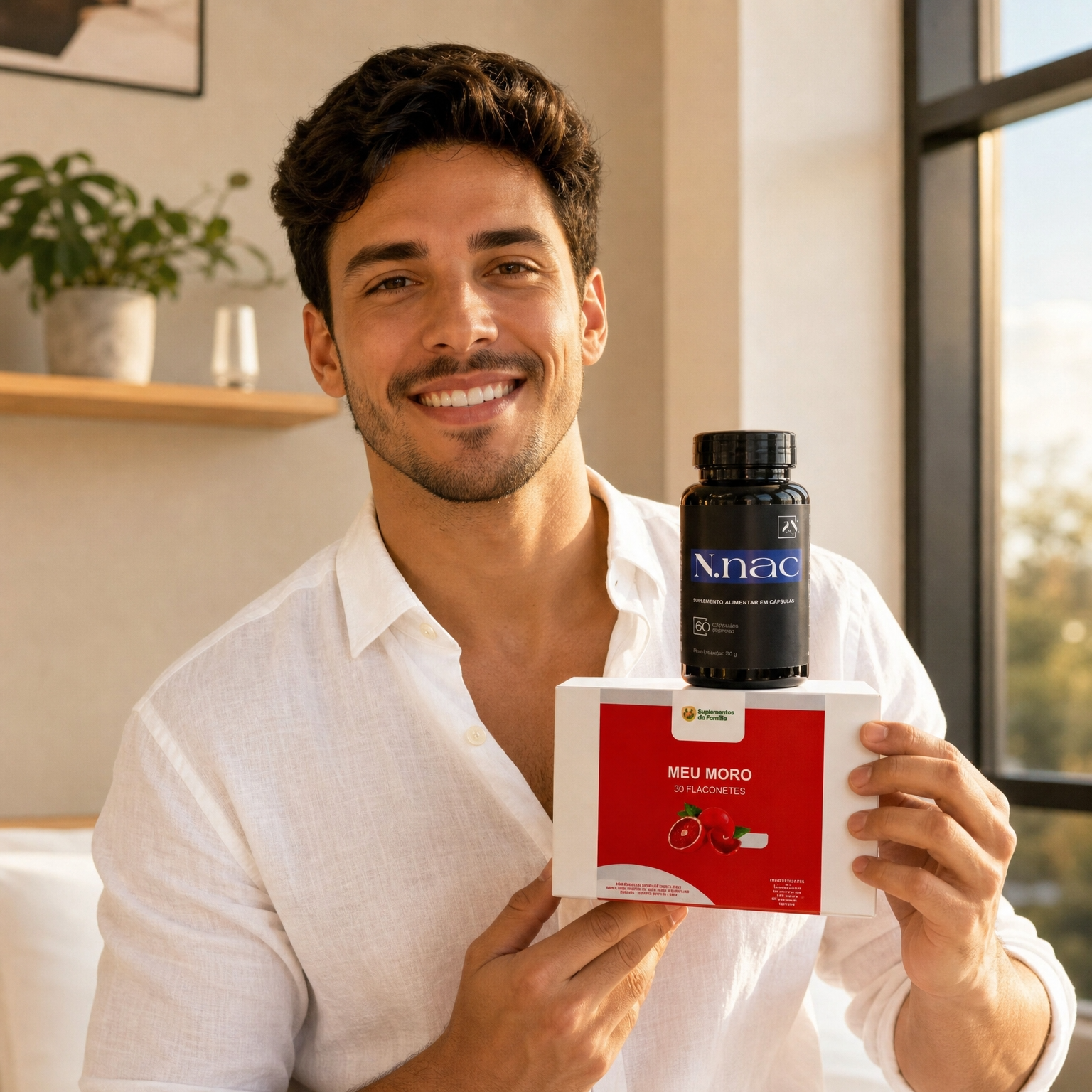 Homem segurando o Kit Meu Moro – lifestyle