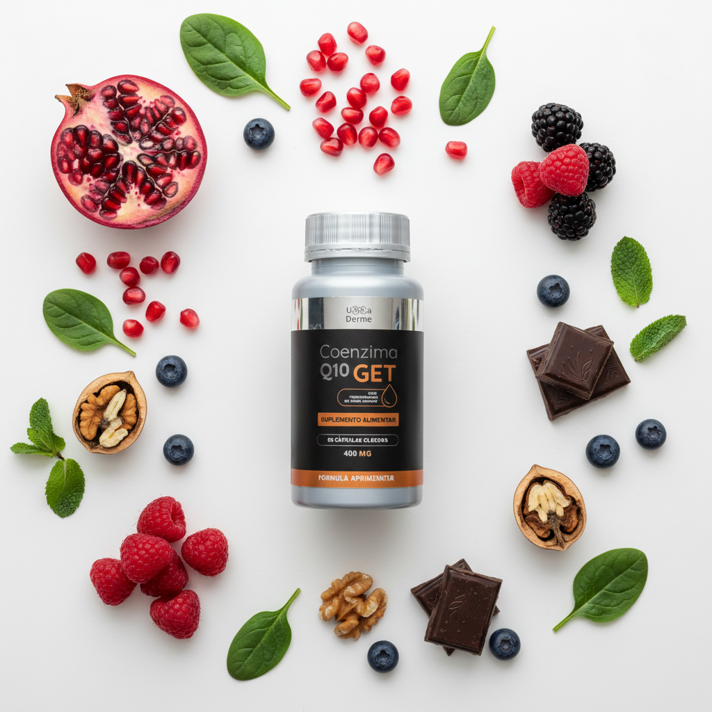 Coenzima Q10 - flat lay energia